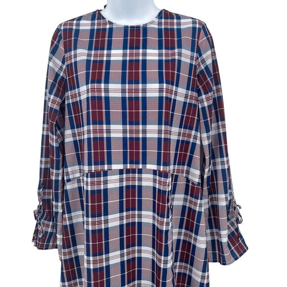 ASOS Soft Trapeze Midi Dress Pephem in Check Plaid Print Back Bow Ruffle Hem - Picture 5 of 12